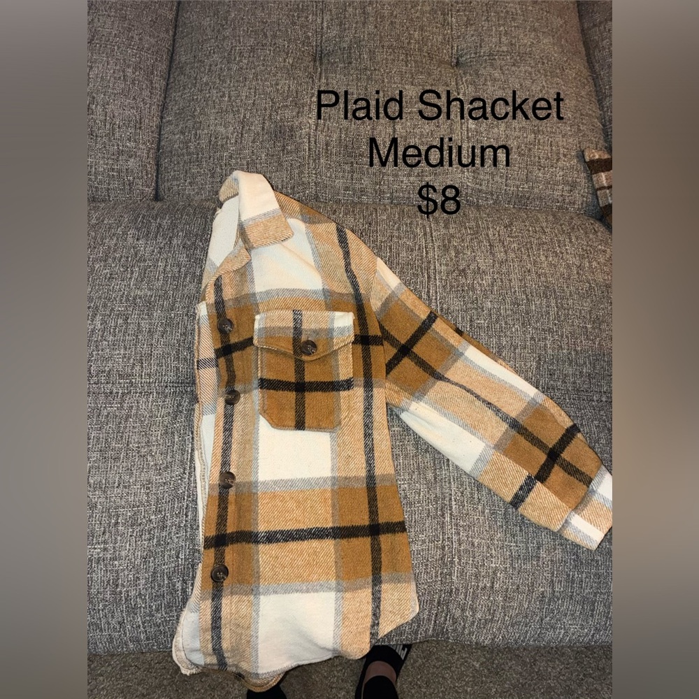 Plaid Shacket in Brown and Cream